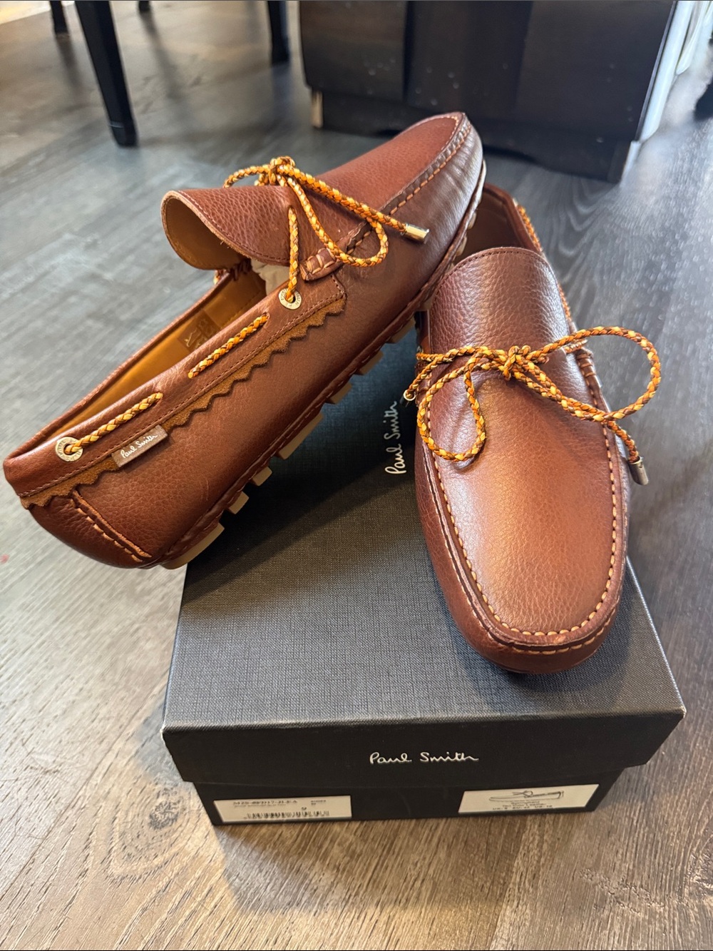 Paul Smith Brown Leather Driving Moccasins with Rope Laces